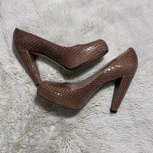 Loeffler Randall Brown Snakeskin High Heel Pumps size 8.5